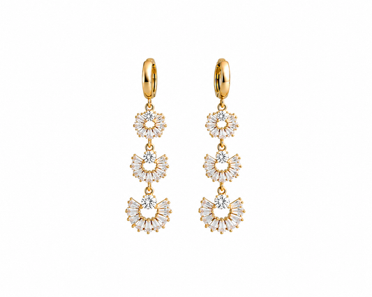 Triple Halo Drop Earrings