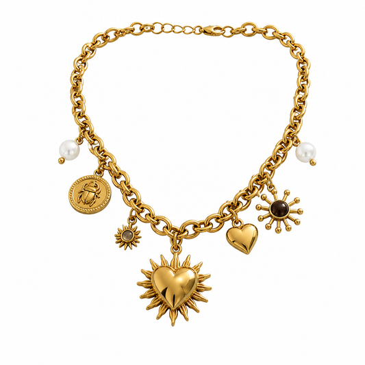 Golden Solstice Charm Necklace
