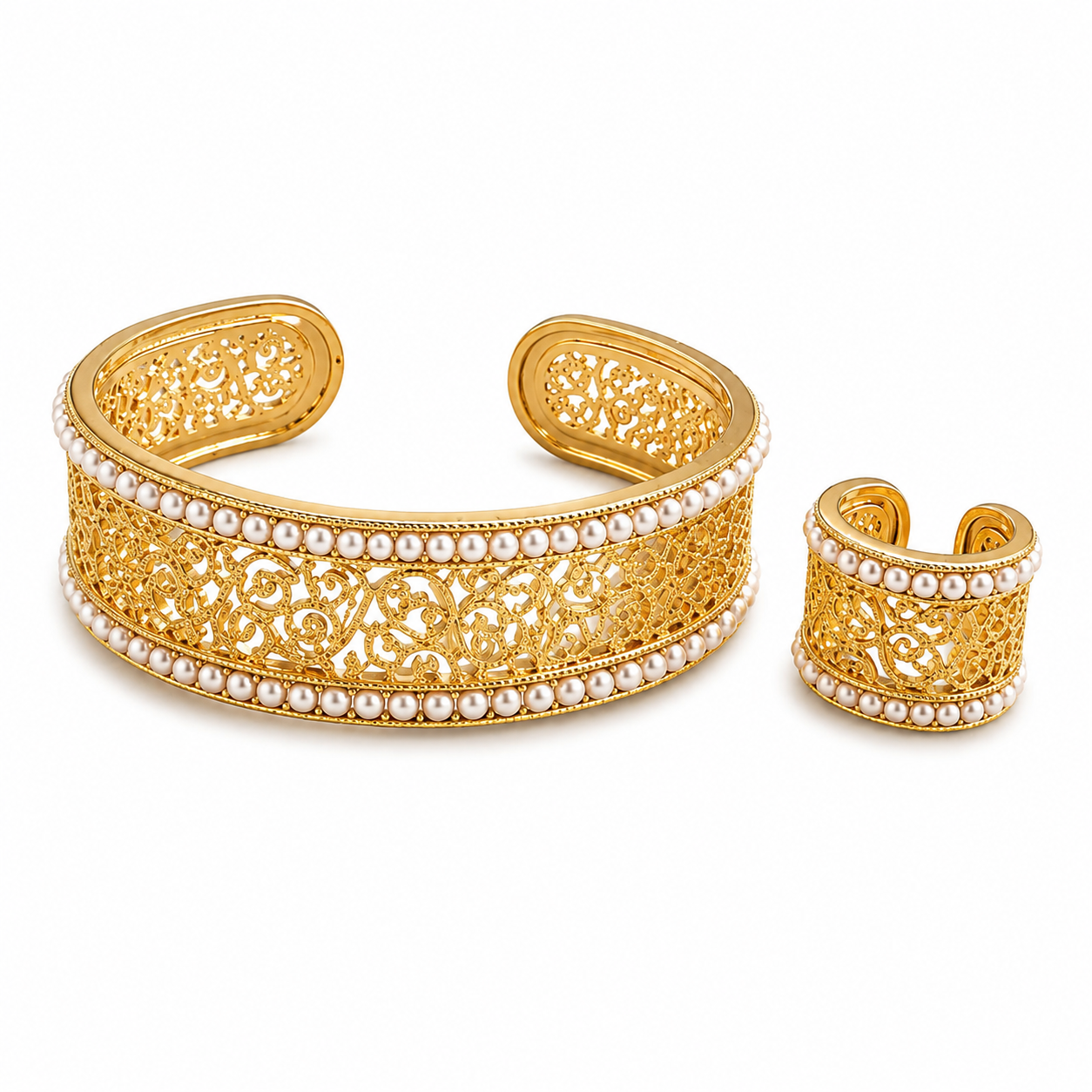 Pearla Royale Filigree Cuff & Ring Set