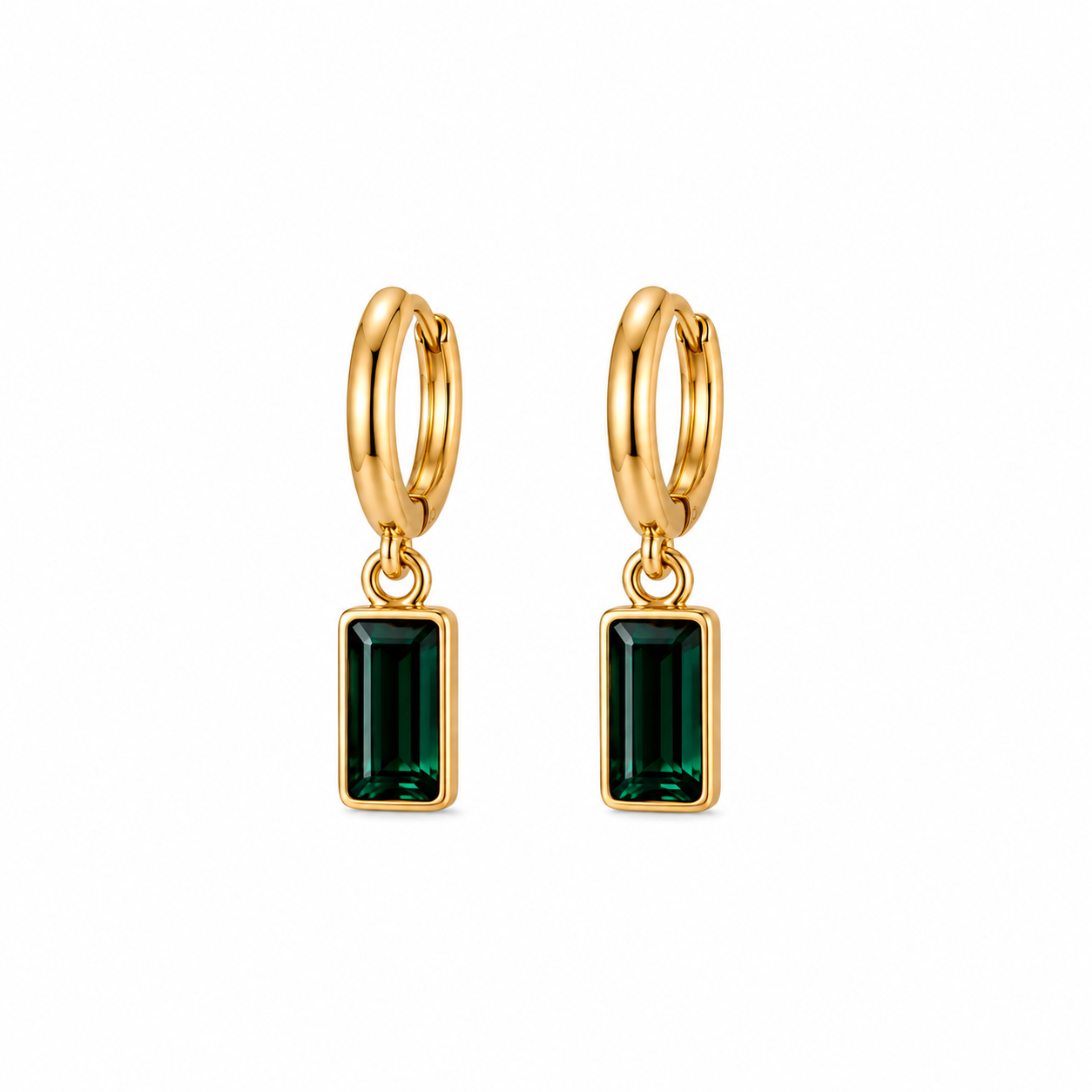 Emerald Grace Drop Hoop Earrings