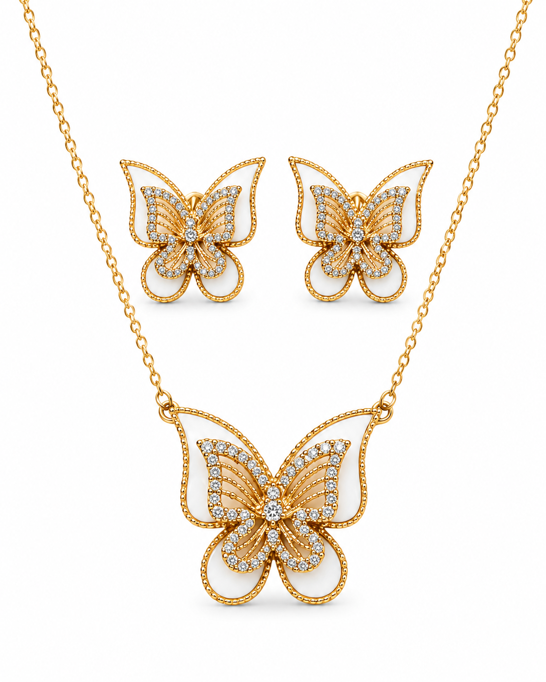 Butterfly Pearl Necklace Set