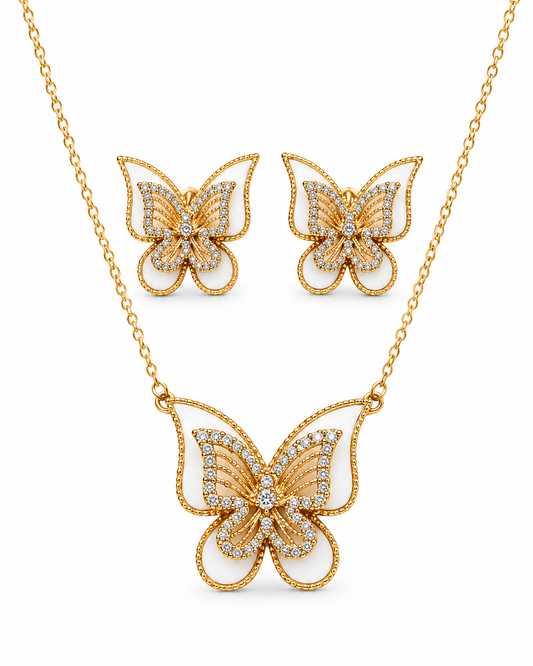 Butterfly Pearl Necklace Set