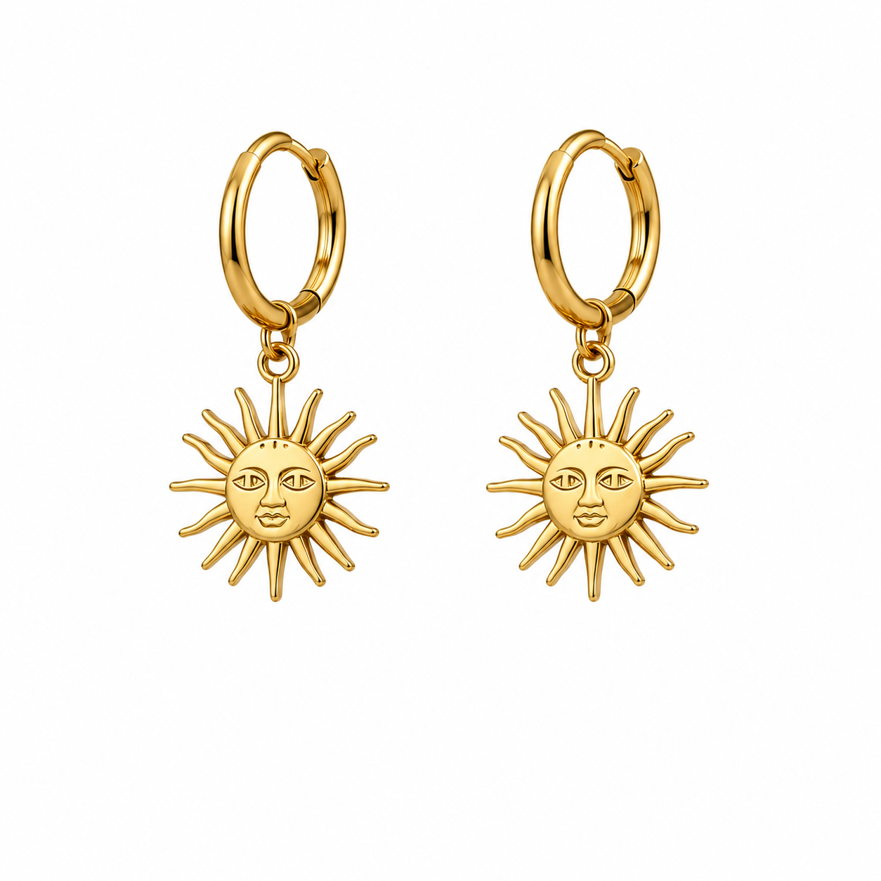 Solara Sun Charm Hoop Earrings