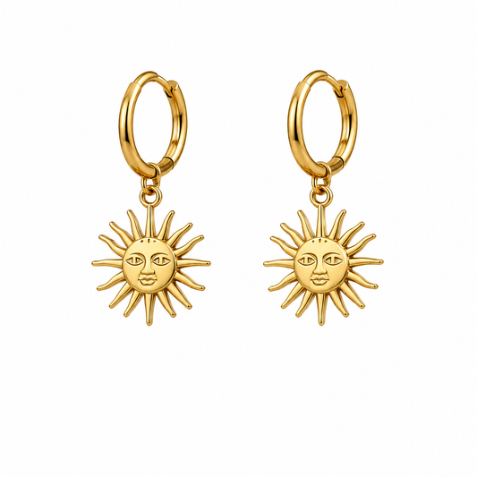 Solara Sun Charm Hoop Earrings