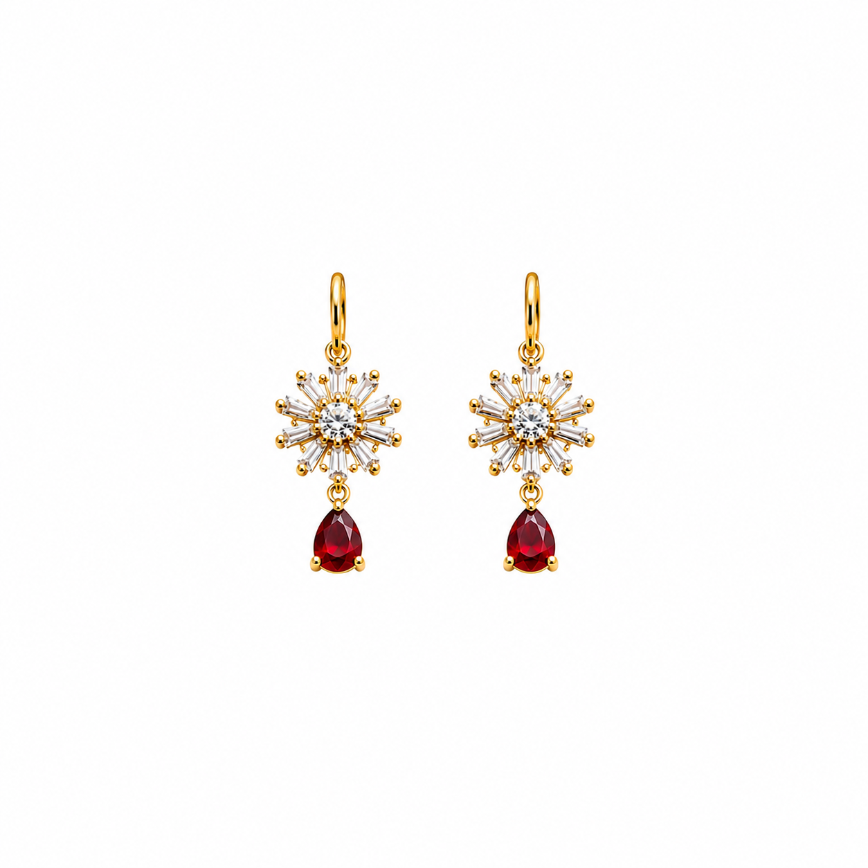 Ruby Bloom Drop Earrings