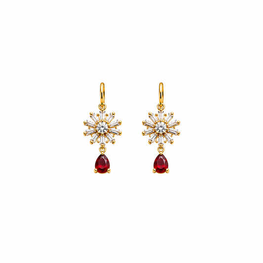 Ruby Bloom Drop Earrings