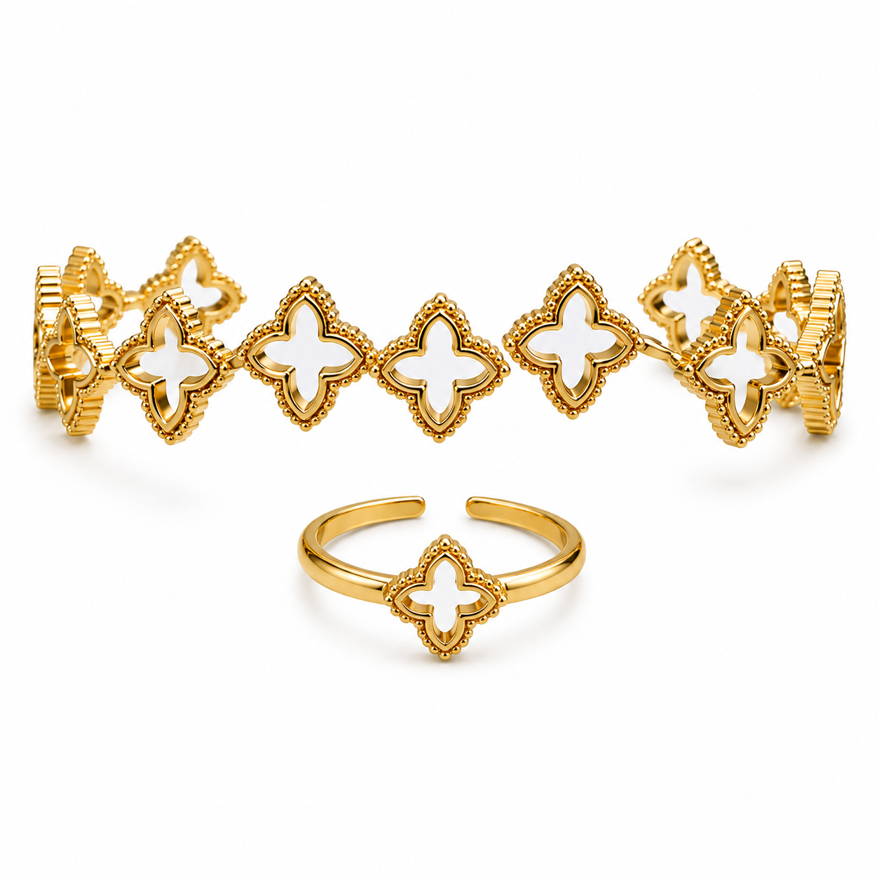 Clover Elegance Bracelet & Ring Set