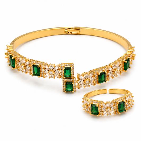 Emerald Luxe Bangle & Ring Set