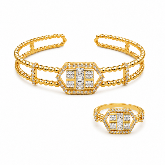Geometric Luxe Bracelet & Ring Set