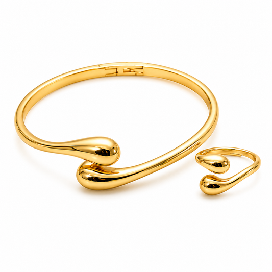 Aurora Gold-Plated Bangle & Ring Set