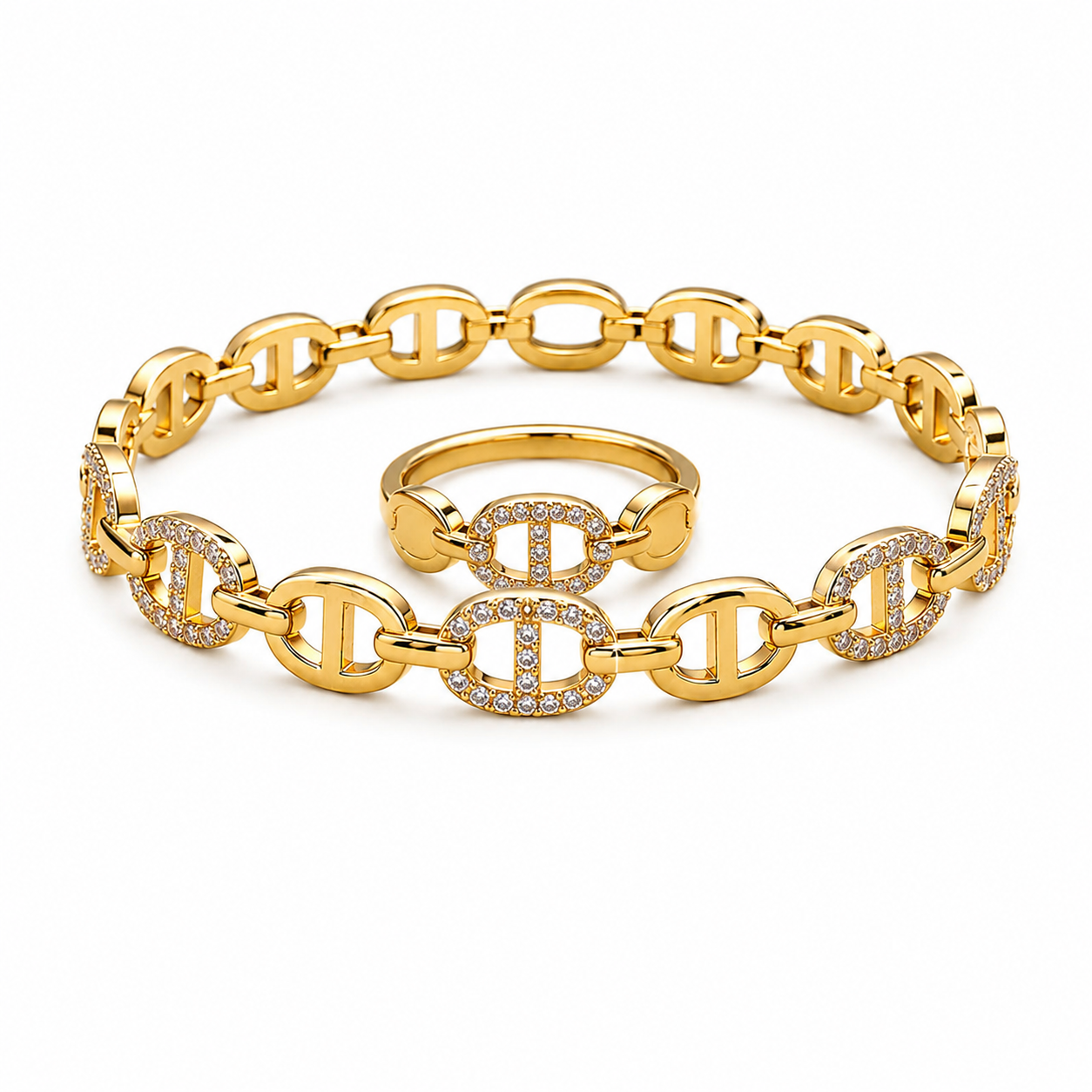Celeste Gold-Plated Bracelet & Ring Set