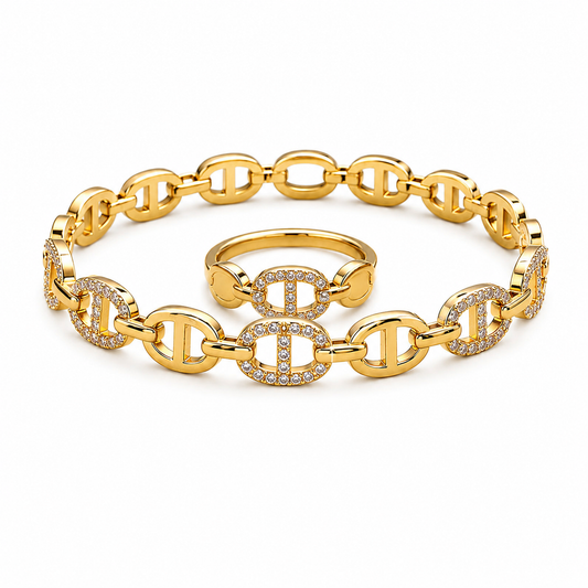 Celeste Gold-Plated Bracelet & Ring Set