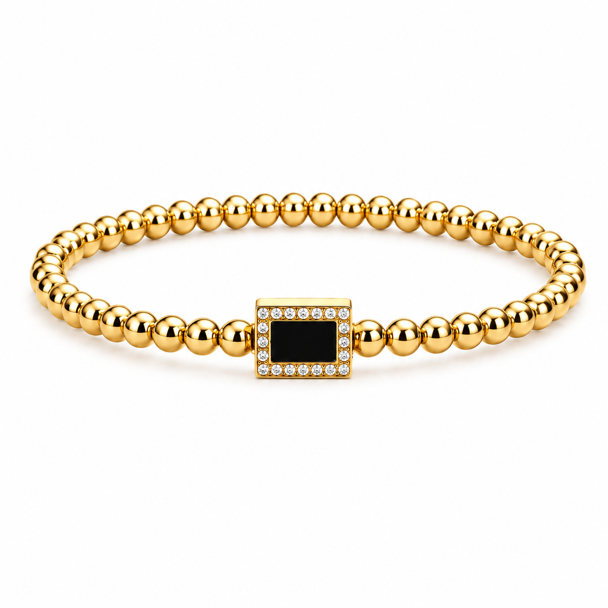 Noir Bead Stainless Steel Bracelet