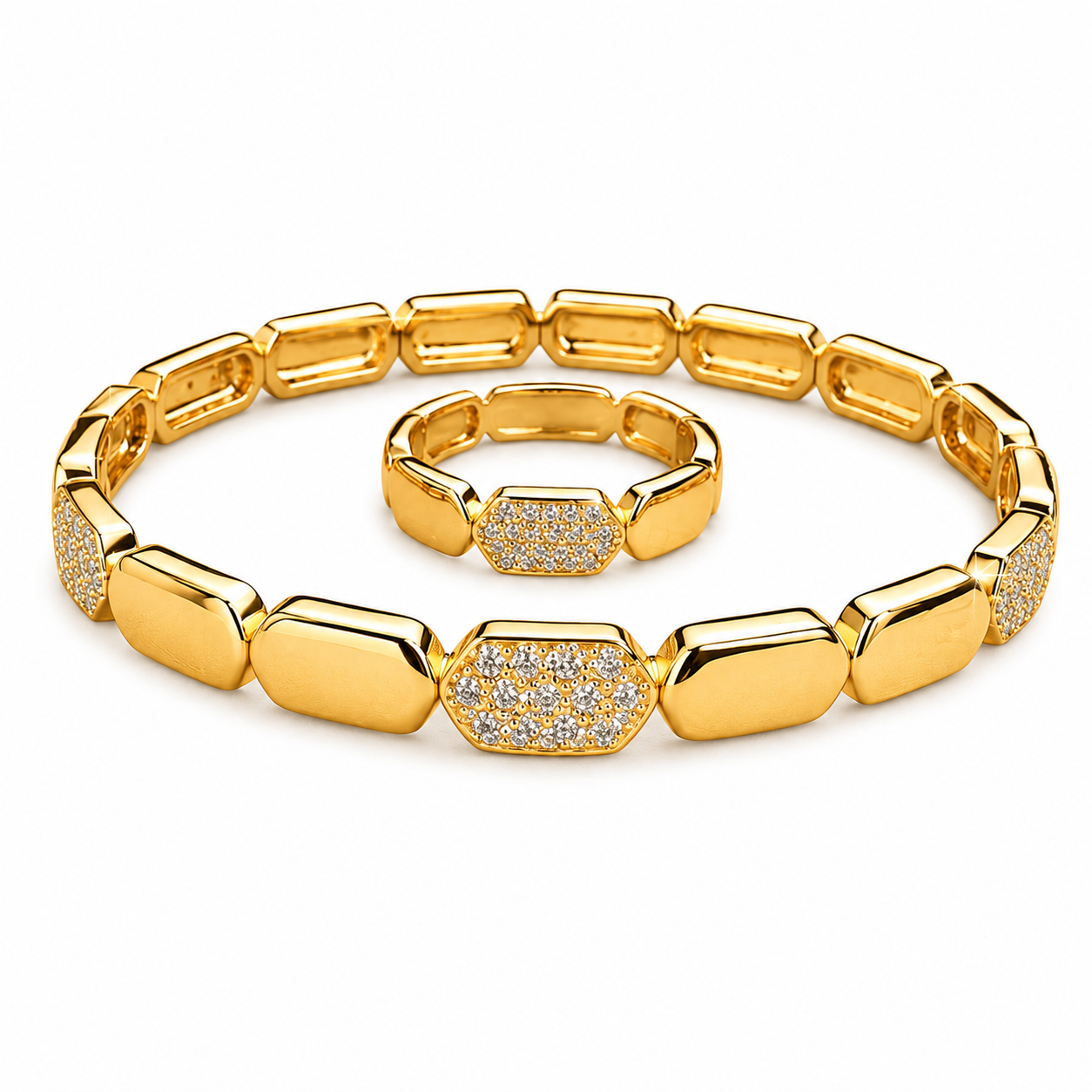 Block Gold Bangle Set