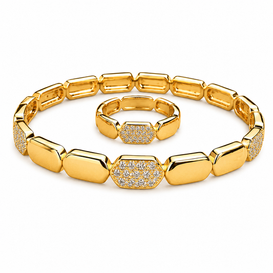 Block Gold Bangle Set