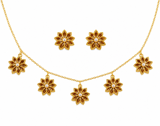 Golden Bloom Necklace & Earrings Set
