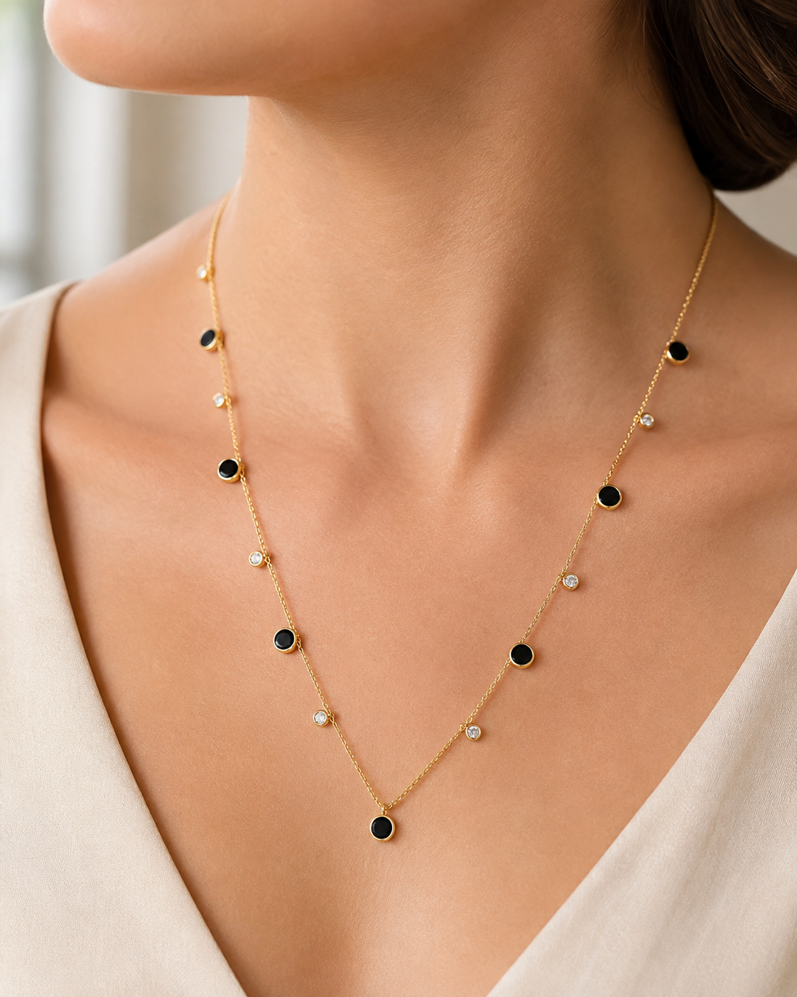 Noir Charm Station Necklace