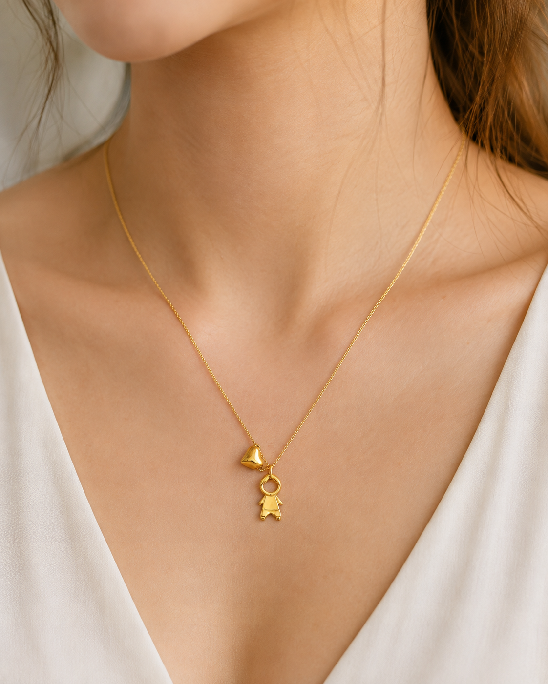 Gold Stainless Steel Little Blessings Boy Pendant Necklace – waterproof, anti-tarnish | Emira Jewels