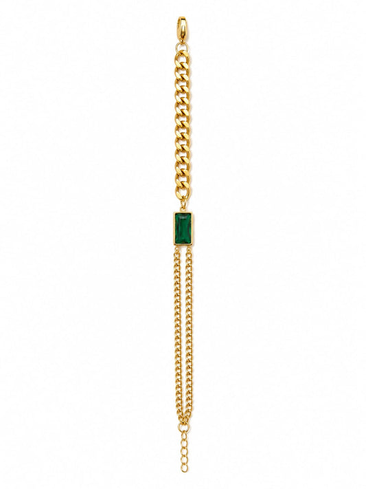 Emerald Charm Chain Bracelet