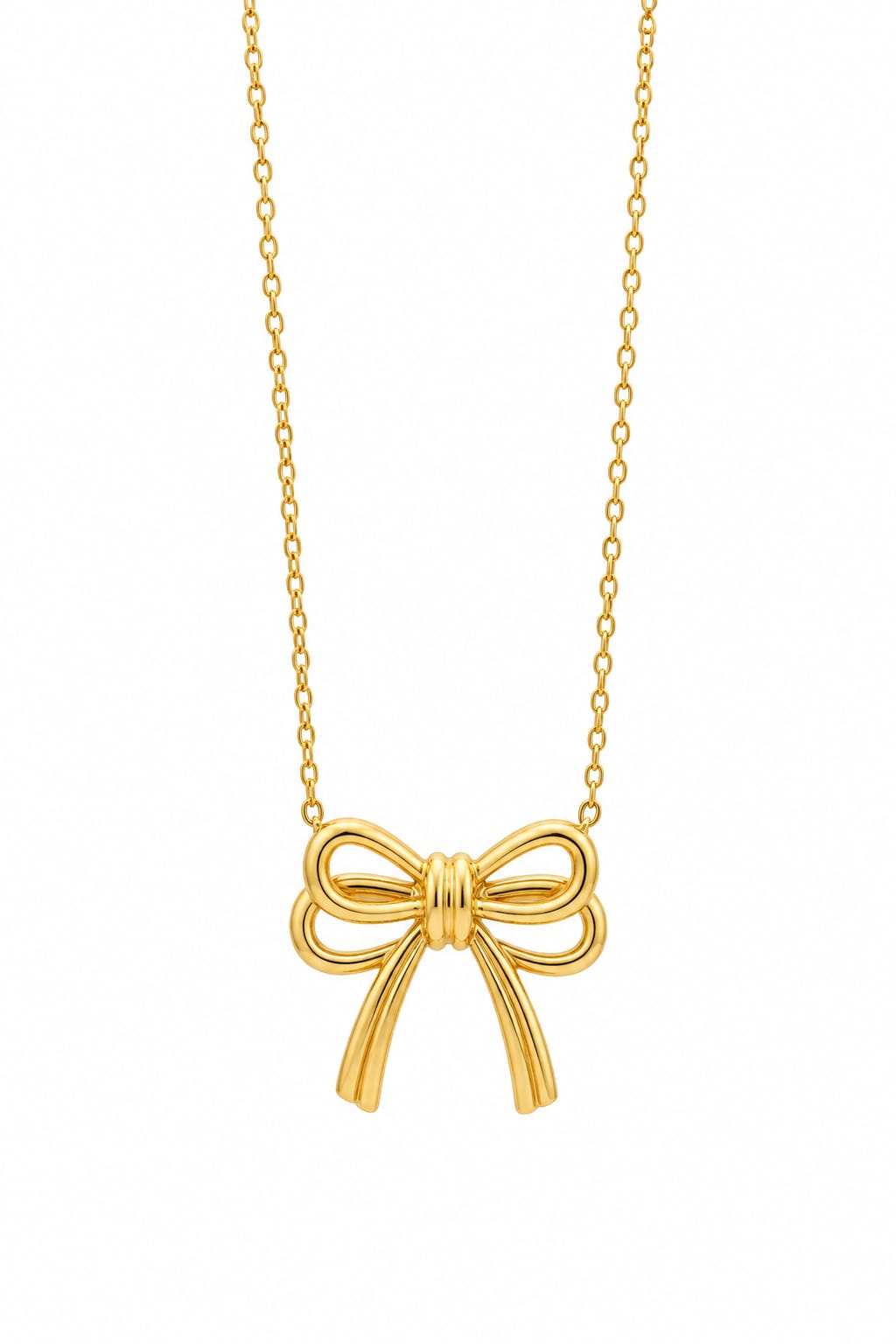 Belle Bow gold-tone stainless steel pendant necklace – Emira Jewels UAE