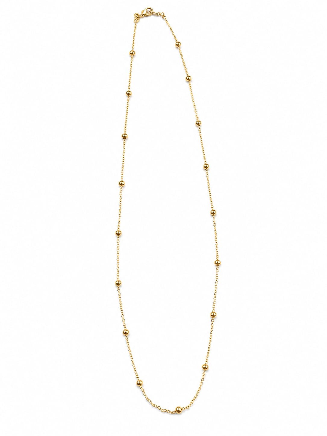 Golden bead station stainless steel necklace – Emira Jewels UAE