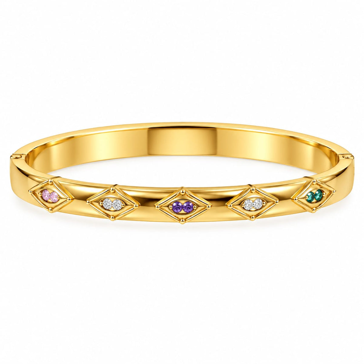 Calista gold-tone stainless steel bracelet with multicolour crystal details – Emira Jewels UAE