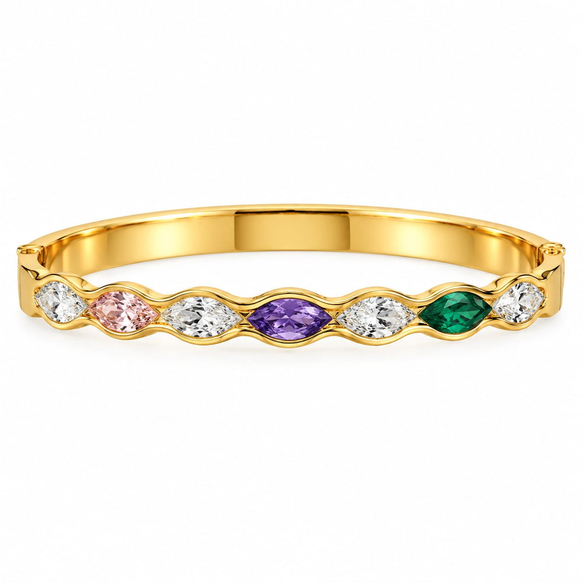 Virelle gold-tone stainless steel bracelet with multicolour marquise crystals – Emira Jewels UAE