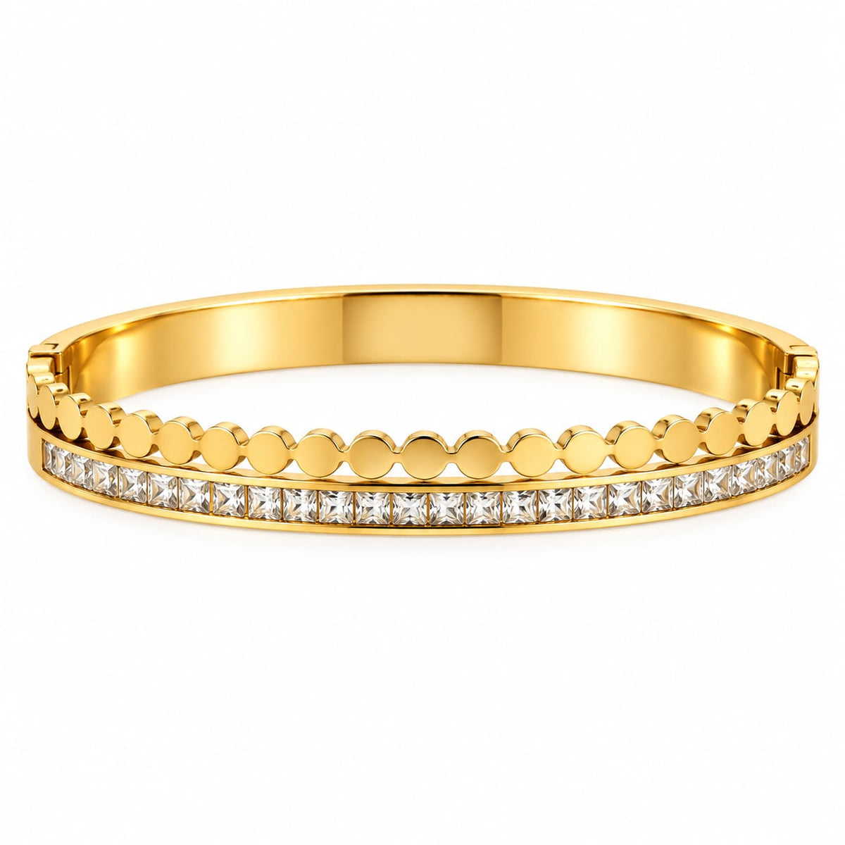 Alessia gold-tone stainless steel bracelet with clear square crystals – Emira Jewels UAE