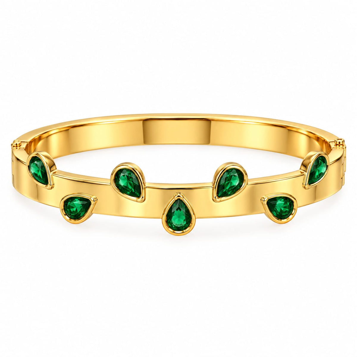 Emerelle gold-tone stainless steel bracelet with emerald green teardrop crystals – Emira Jewels UAE