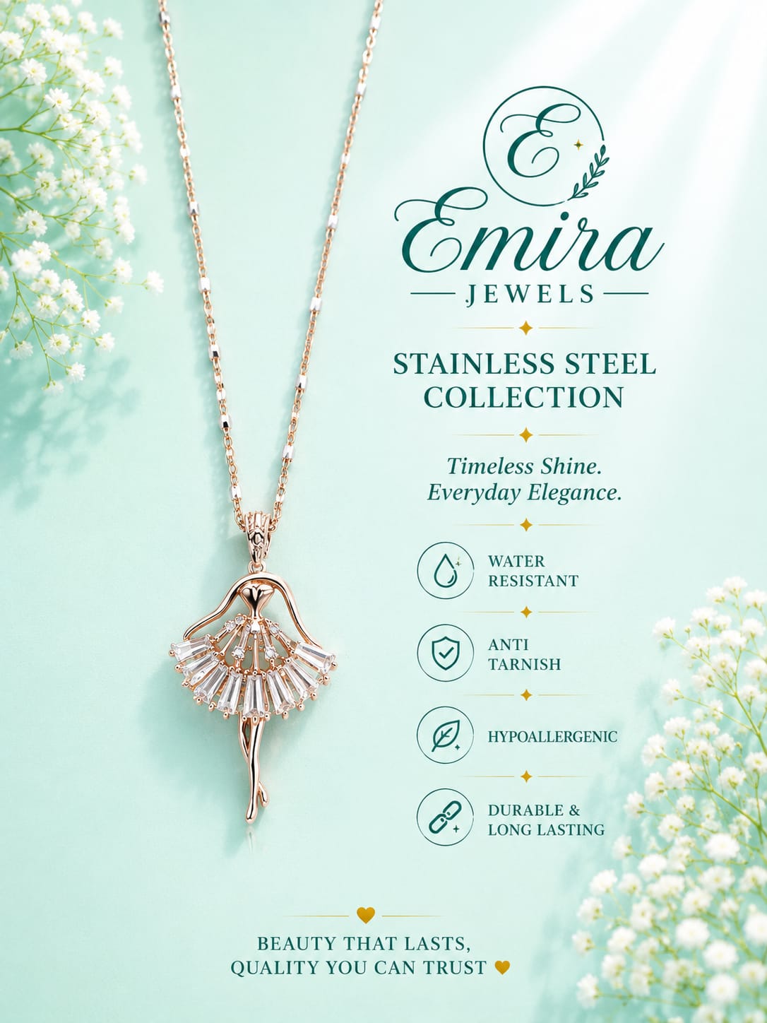Ballerina Graceful Necklace - Rose Gold