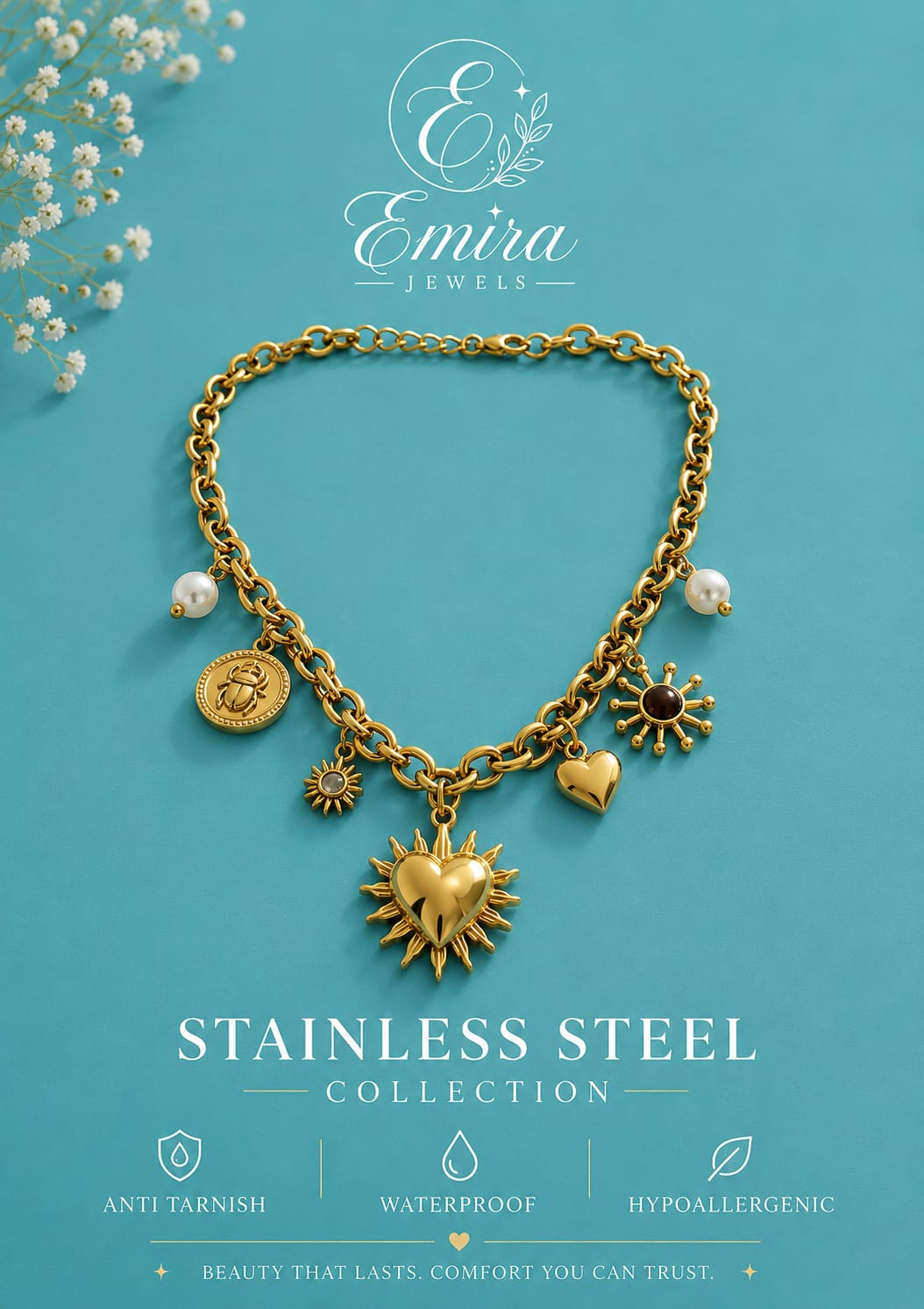 Golden Solstice Charm Necklace
