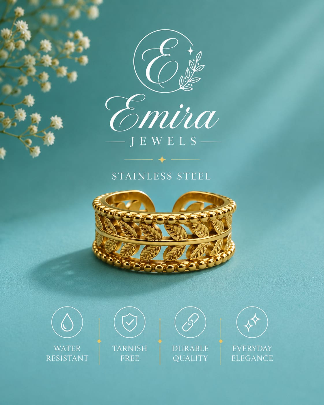 Golden Laurel Adjustable Ring