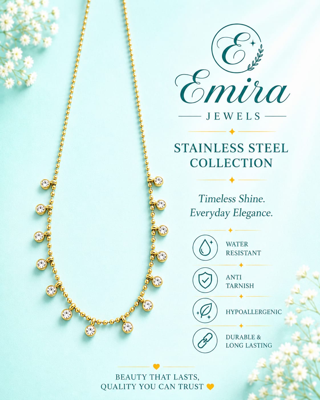 Celeste Drop Crystal Necklace