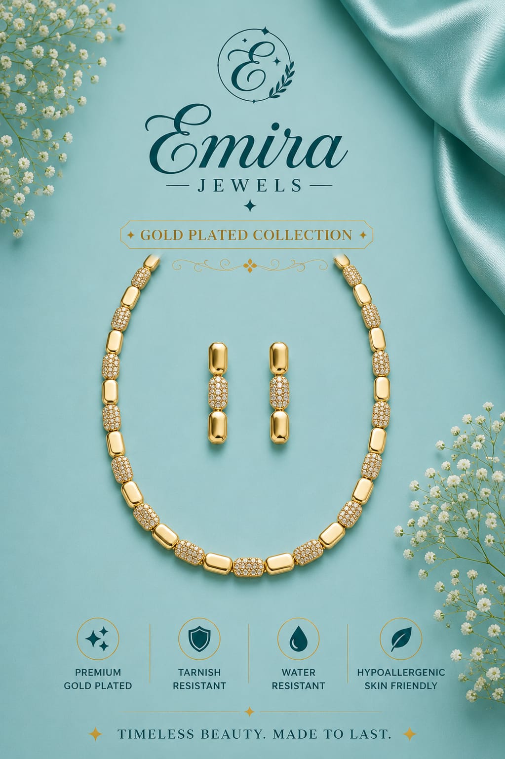 Celeste Spark Gold Plated Necklace & Earrings Set