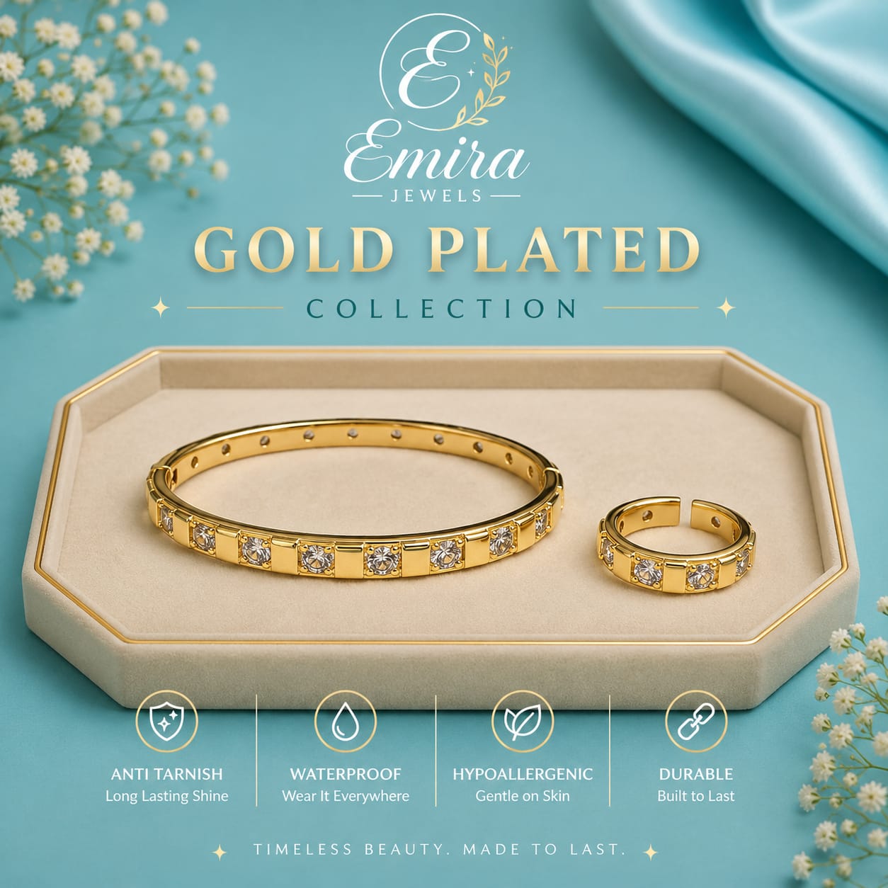 Luna Spark Gold Plated Bracelet & Ring Set