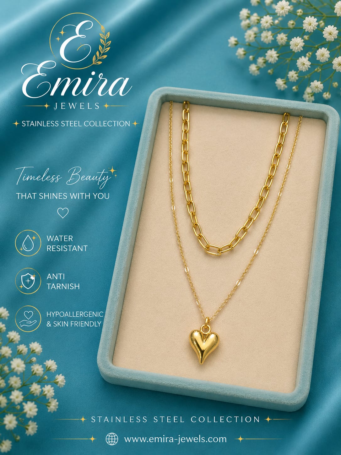 Layered Heart Charm Necklace
