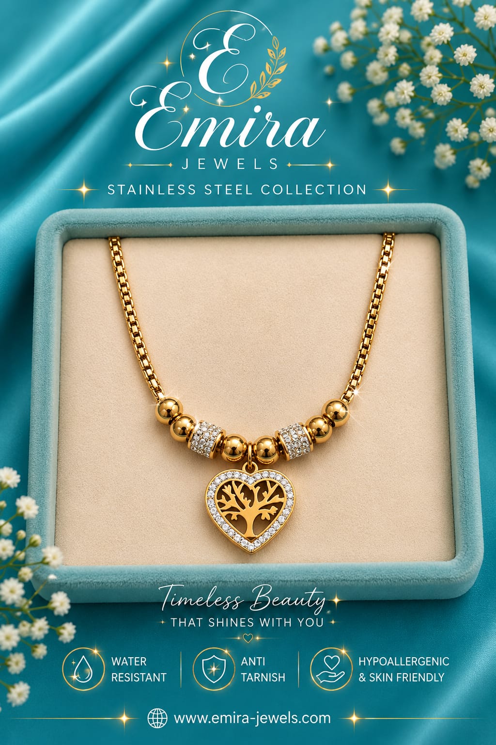 Tree of Life Heart Pendant Necklace