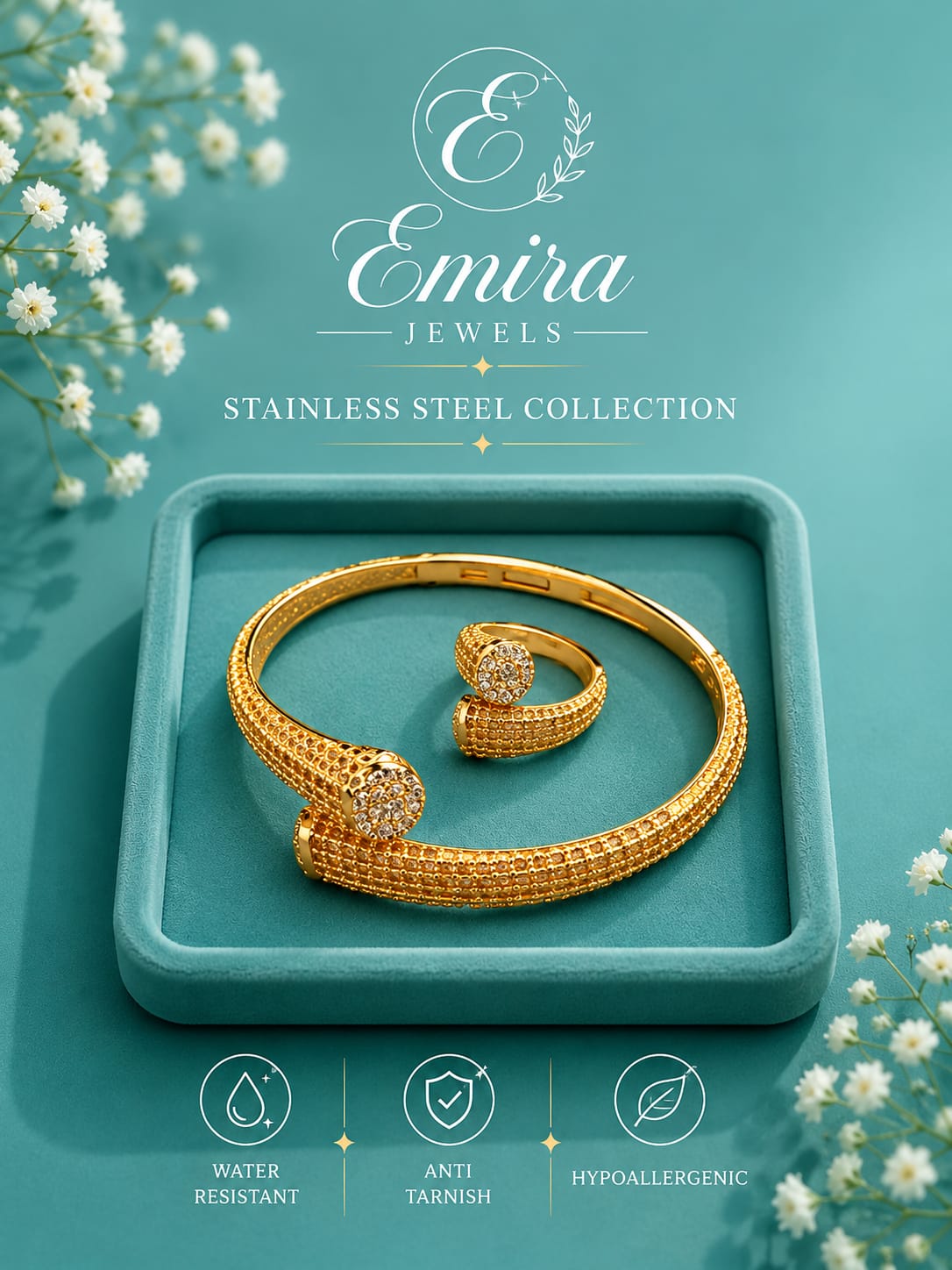 Aurora Luxe Gold-Plated Bangle & Ring Set