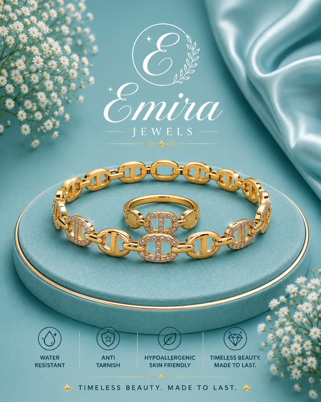 Celeste Gold-Plated Bracelet & Ring Set