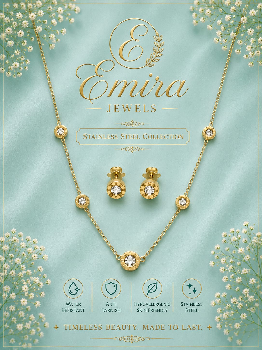 Celeste Roman Crystal Necklace & Earrings Set