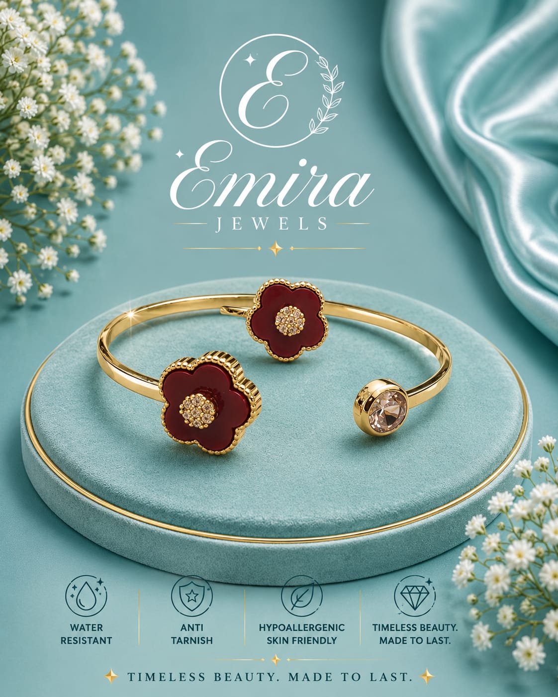Ruby Bloom Cuff Bracelet