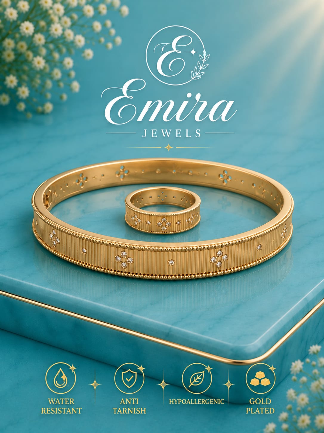 Aurora Bloom Bangle & Ring Set