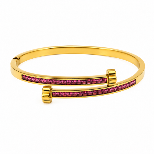 Pink Crystal Nail Cuff Bracelet