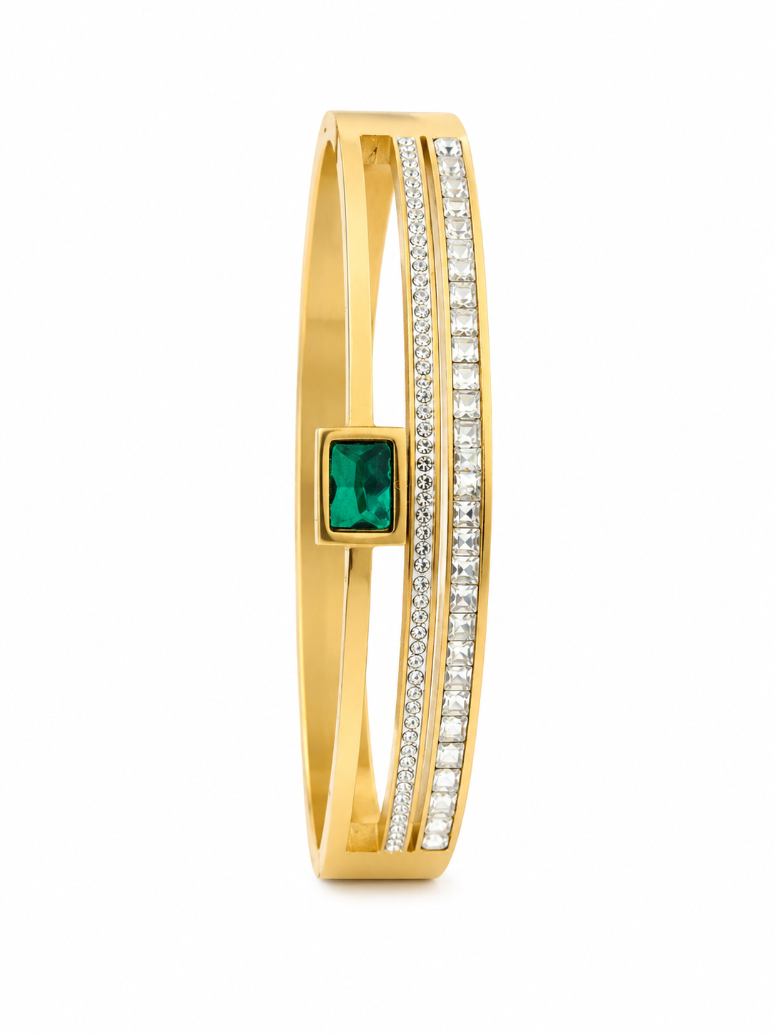 Emerald Luxe Crystal Cuff Bangle