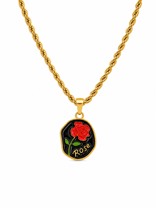 Midnight Rose Pendant Necklace