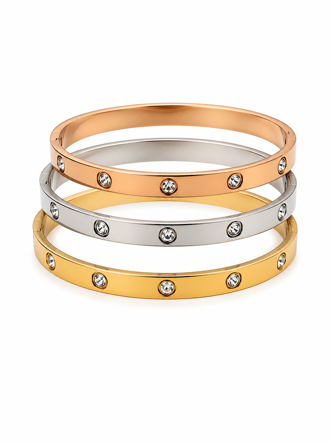 Trinity Crystal Bangle Set – (Set of 3)