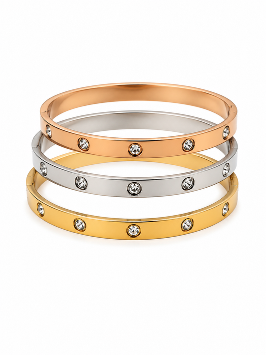 Trinity Crystal Bangle Set – (Set of 3)