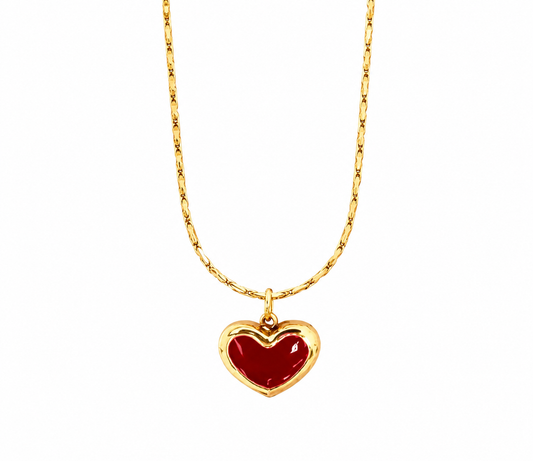 Crimson Heart Pendant Necklace