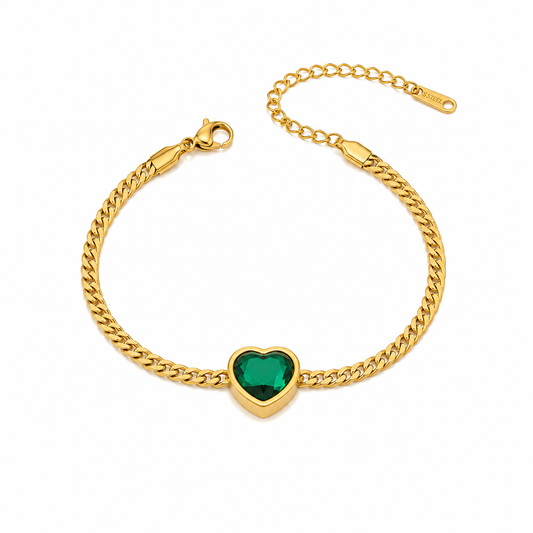 Emerald Heart Charm Bracelet