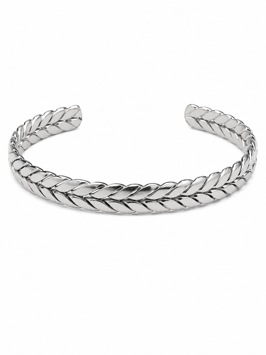 Silver Helix Twist Adjustable Cuff Bangle